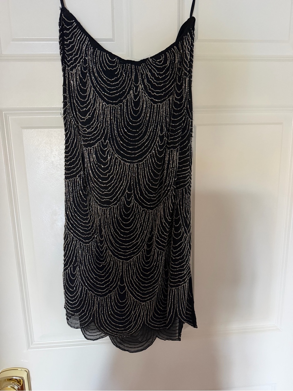 Joie Black Beaded Scallop-Detail Slip Skirt